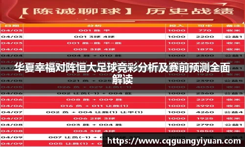 华夏幸福对阵恒大足球竞彩分析及赛前预测全面解读